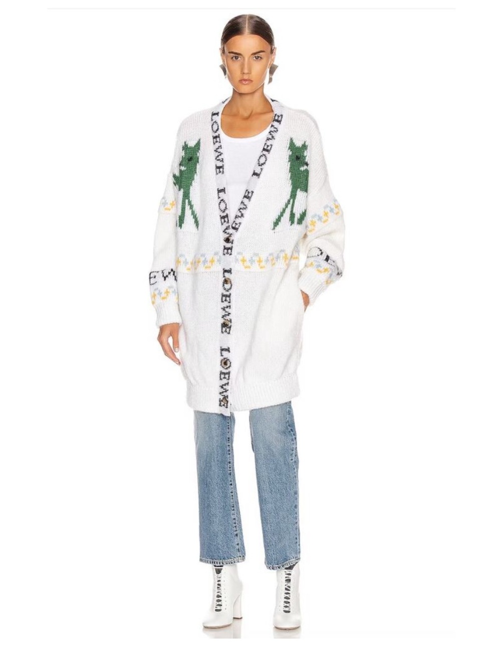 Loewe deer mohair blend long cardigan sweater